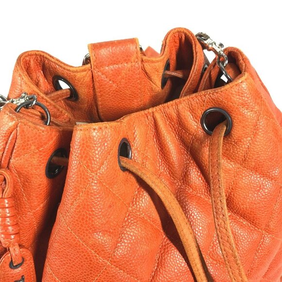 CHANEL Orange Caviar Leather Shoulder Bag - Picture 7 of 14